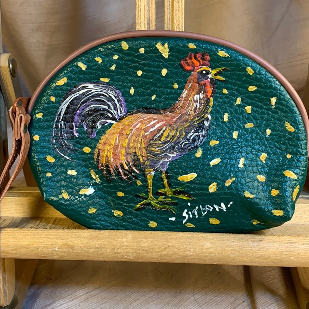 B.Sitbon hand painted pouch unique rooster new